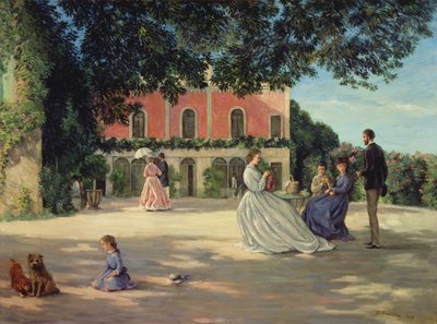 Réunion de famille sur la terrasse à Meric - Jean Frederic Bazille