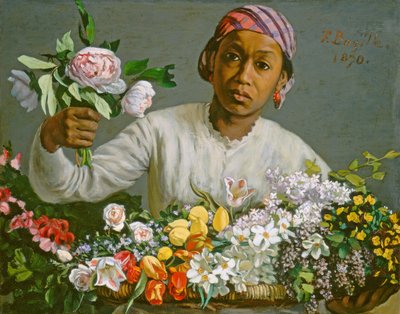 Jeune femme avec des pivoines, 1870 - Jean Frederic Bazille