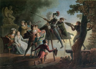 Don Quichotte et Sancho Panza sur un cheval de bois - Jean Frederic Schall