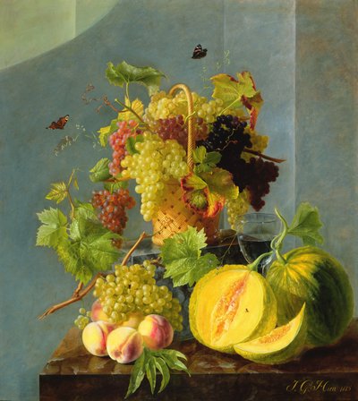 Nature morte avec panier de raisins et melons, 1815 - Jean Georges Hirn