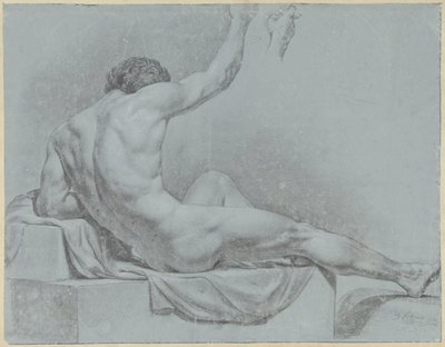 Homme nu couché, à moitié assis appuyé sur le bras gauche - Jean Grandjean