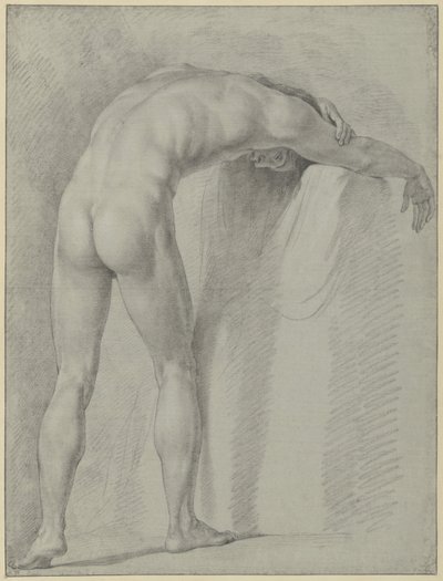 Homme nu debout, penché en avant, vu de dos - Jean Grandjean
