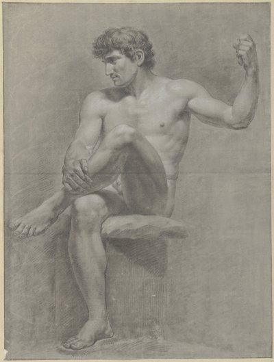 Homme nu assis, la jambe gauche sur le genou droit - Jean Grandjean