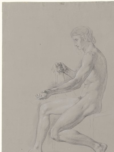 Nu masculin assis, vers la gauche - Jean Grandjean