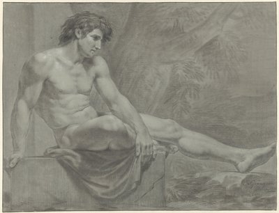 Homme nu assis, vers la droite avec la jambe tendue - Jean Grandjean