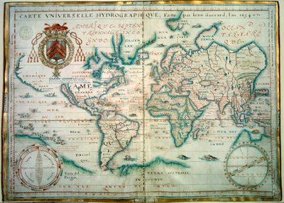 Carte hydrographique universelle. Manuscrit de Jean Guerard, géographe français. 1734. Paris, B.N. - Jean Guerard