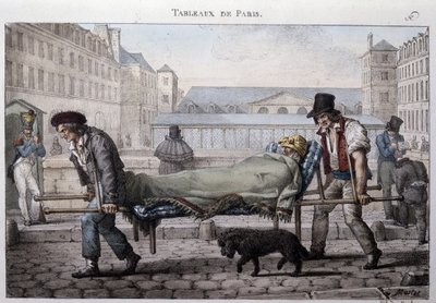 Ancien métier des rues de Paris : le pauvre malade conduit à l