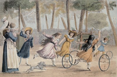 Filles jouant au cerceau dans les jardins du Luxembourg - Jean Henri Marlet