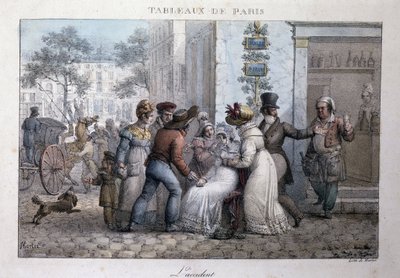 Scène de rue ancienne à Paris : l