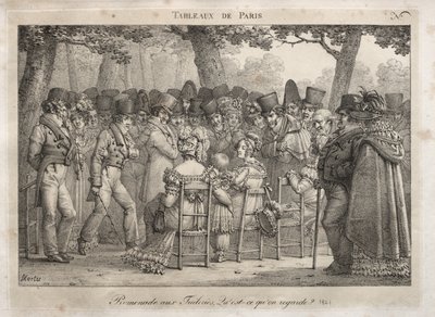 Scènes de Paris : Promenade aux Tuileries. Que regardent-ils ? - Jean Henri Marlet