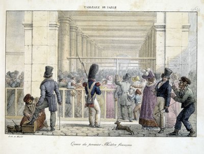 Queue au Premier Théâtre Français - lithographie par Marlet, dans « Tableaux de Paris » - Jean Henri Marlet