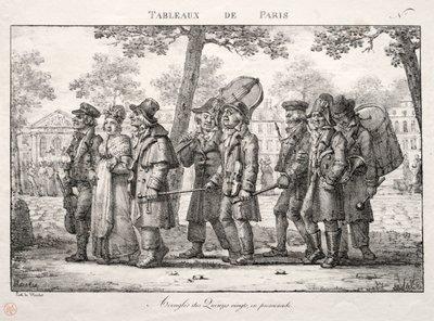 Scènes de Paris : Aveugles des Quinze-Vingts, marchant - Jean Henri Marlet