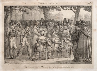 Scènes de Paris : Promenade aux Tuileries. Que regardent-ils ? - Jean Henri Marlet