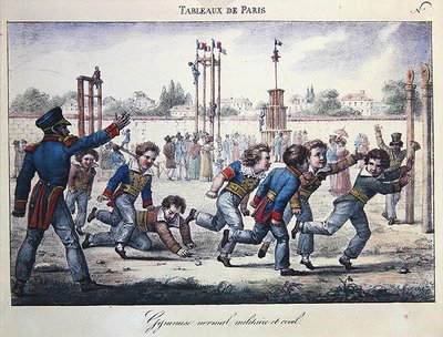 Entraînement au sport et à la gymnastique pour garçons, scène de la série 