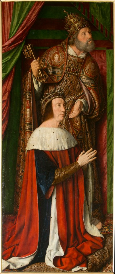 Pierre II de Bourbon avec Saint Pierre, (détail). Triptyque du maître de Moulins - Jean Hey