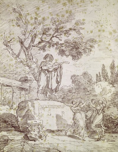 Un Guitariste Italien Jouant pour Trois Danseuses - Jean Honore Fragonard