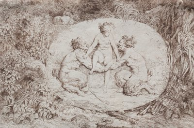 Bacchanales : Nymphe soutenue par deux satyres - Jean Honore Fragonard