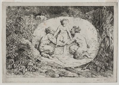 Bacchanales : Nymphe soutenue par deux satyres, 1763 - Jean Honore Fragonard