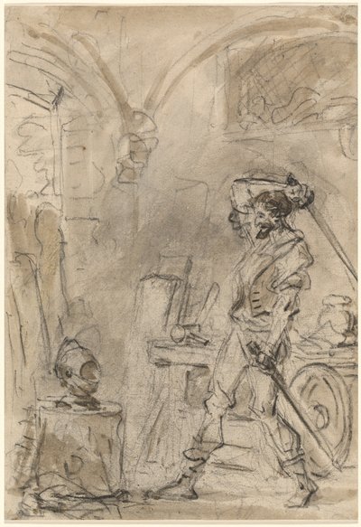 Don Quichotte sur le point de frapper le casque - Jean Honore Fragonard