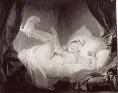 La Gimblette ou Jeune fille faisant danser son chien sur son lit - Jean Honore Fragonard