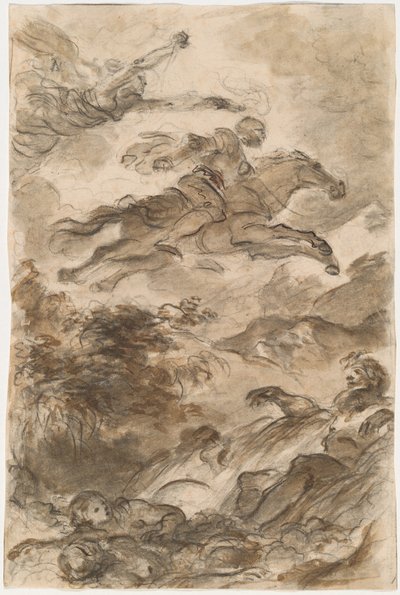 Rinaldo, à califourchon sur Baiardo, poursuit Angelica - Jean Honore Fragonard