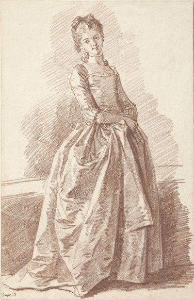 Jeune femme debout, regardant - Jean Honore Fragonard