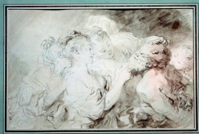 Jeunes filles luttant avec un satyre - Jean Honore Fragonard