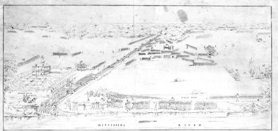 Vue de la bataille près de la plantation de Chalmette, 8 janvier 1815 - Jean Hyacinthe Laclotte