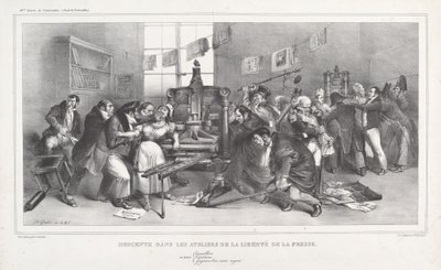 Descente dans les Ateliers de la Liberté de la presse - Jean Ignace Isidore Grandville, and Auguste Desperet