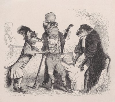 Le Loup plaidant contre le Renard, devant le Singe, vers 1838 - Jean Ignace Isidore Gérard