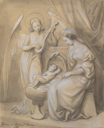 Vierge et Enfant adorés par un ange jouant du luth, 1820-52 - Jean Jacques Feuchere