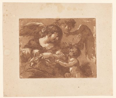 Mère avec enfant et un ange gardien - Jean Jacques II Lagrenee