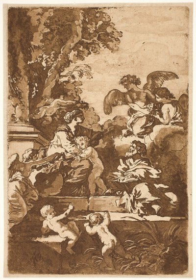 Sainte Famille avec les anges - Jean Jacques Lagrenee