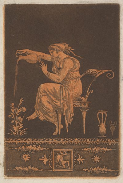 Jeune femme drapée, assise, arrosant une plante - Jean Jacques Lagrenee