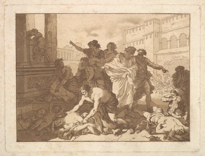La Peste chez les Philistins, dans un album contenant R... - Jean Jacques Lagrenee