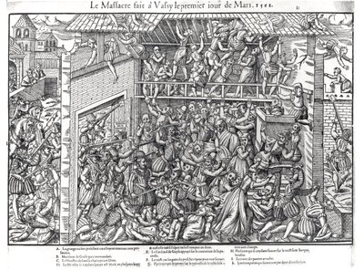 Le Massacre de la population protestante par les troupes du Duc de Guise à Wassy-sur-Blaise, 1er mars 1562, gravé par Jacques Tortorel (1568-92) - Jean Jacques Perrissin