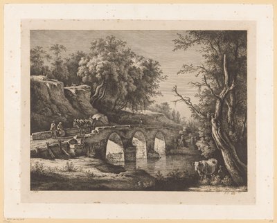 Paysage avec des figures sur un pont de pierre - Jean Jacques de Boissieu