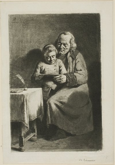 Vieil homme avec un garçon lisant - Jean Jacques de Boissieu