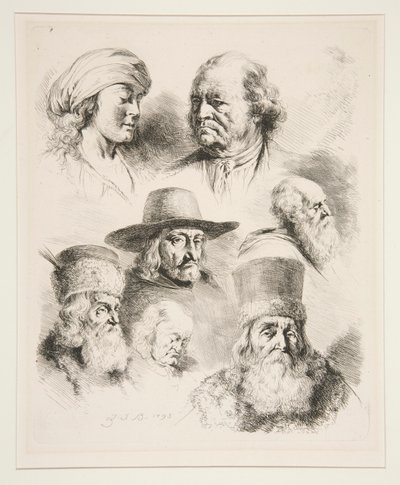Sept têtes de portrait - Jean Jacques de Boissieu