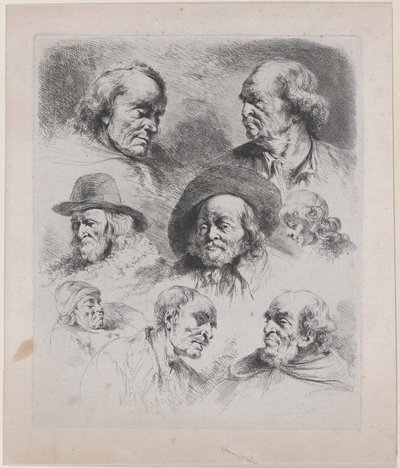 Étude de Huit Têtes - Jean Jacques de Boissieu