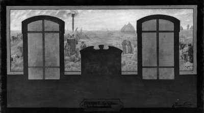 Esquisse pour la mairie de Fresnes : Sur le plateau - Les batteurs de blé, en 1905 - Jean Joseph Enders