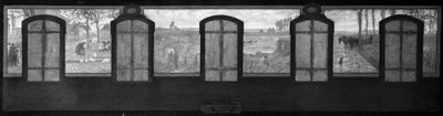 Esquisse pour la mairie de Fresnes : Sur le plateau, Une place à Fresnes. Les carrières. Labour à la fin de la journée - Jean Joseph Enders