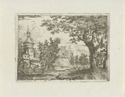 Paysage avec tour ronde - Jean Joseph Hanson