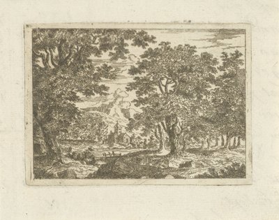 Paysage avec bâtiment en pierre - Jean Joseph Hanson
