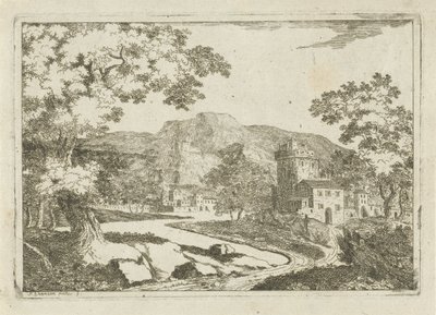 Paysage fluvial avec maisons et tours - Jean Joseph Hanson