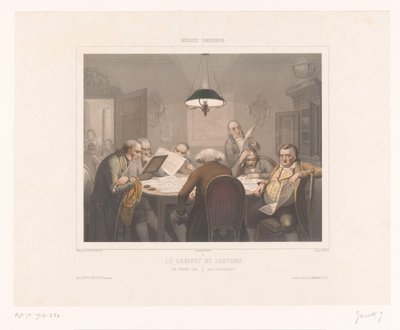 Sept hommes lisant à une table - Jean Julien Jacott