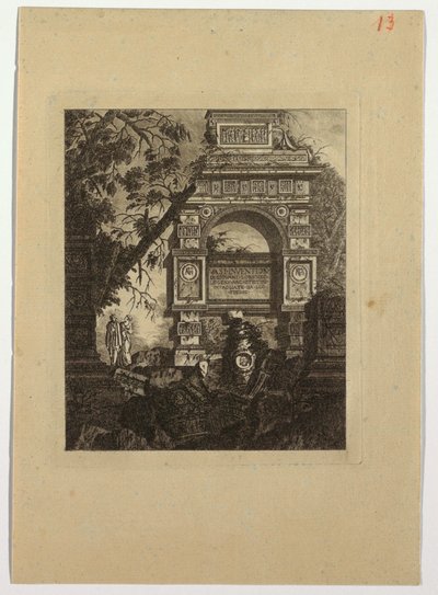 Frontispice, vasi invention, de "Collection de divers sujets de vases, tombeaux, ruines et fontaines, utile aux artistes..." - Jean Laurent Legeay