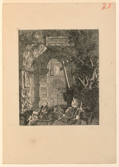 Saint-François (?) dans un Paysage de Ruines - Jean Laurent Legeay