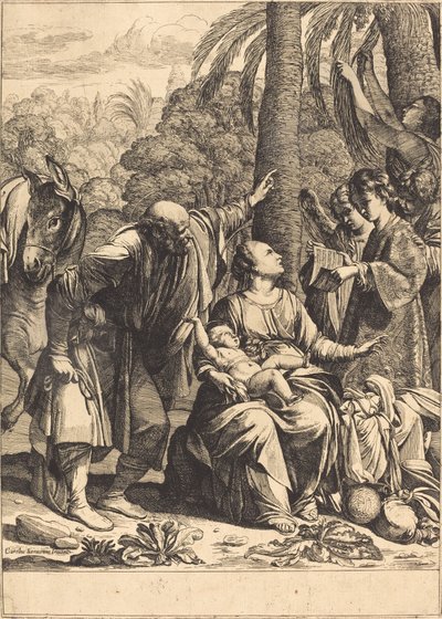 Repos pendant la fuite en Égypte - Jean Leclerc after Carlo Saraceni