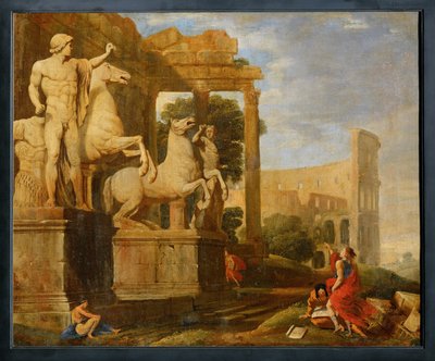 Paysage avec les Dioscures ... (peinture sur toile) - Jean Lemaire